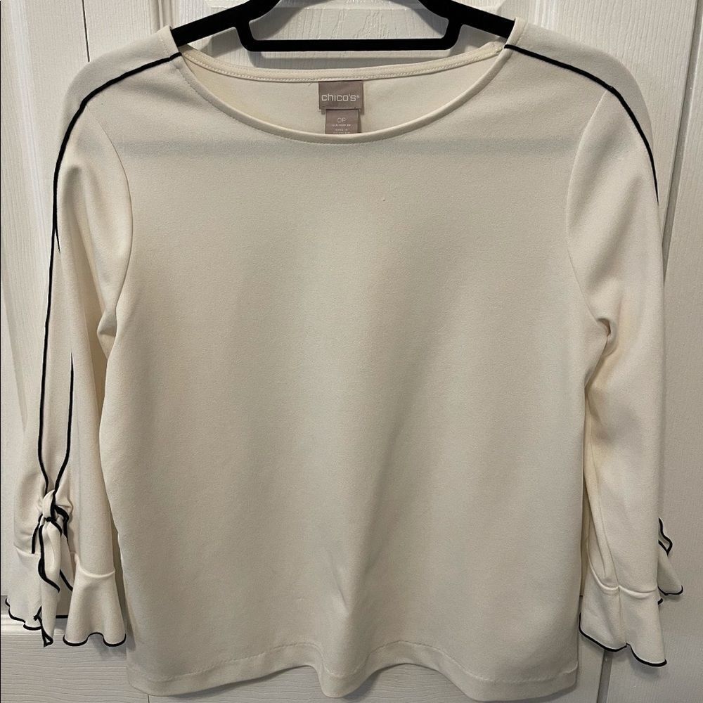Chico’s Off-White and Black Work Blouse